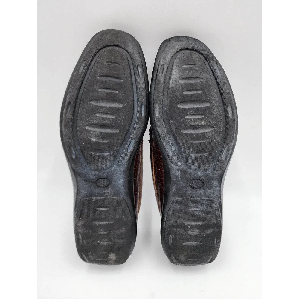 Allen Edmonds Brown Croc-Embossed Leather Loafers